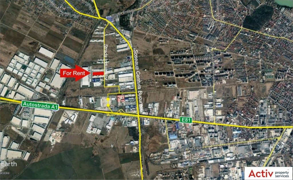 Aggresione Industrial Park inchiriere spatiu depozitare Bucuresti vedere din satelit