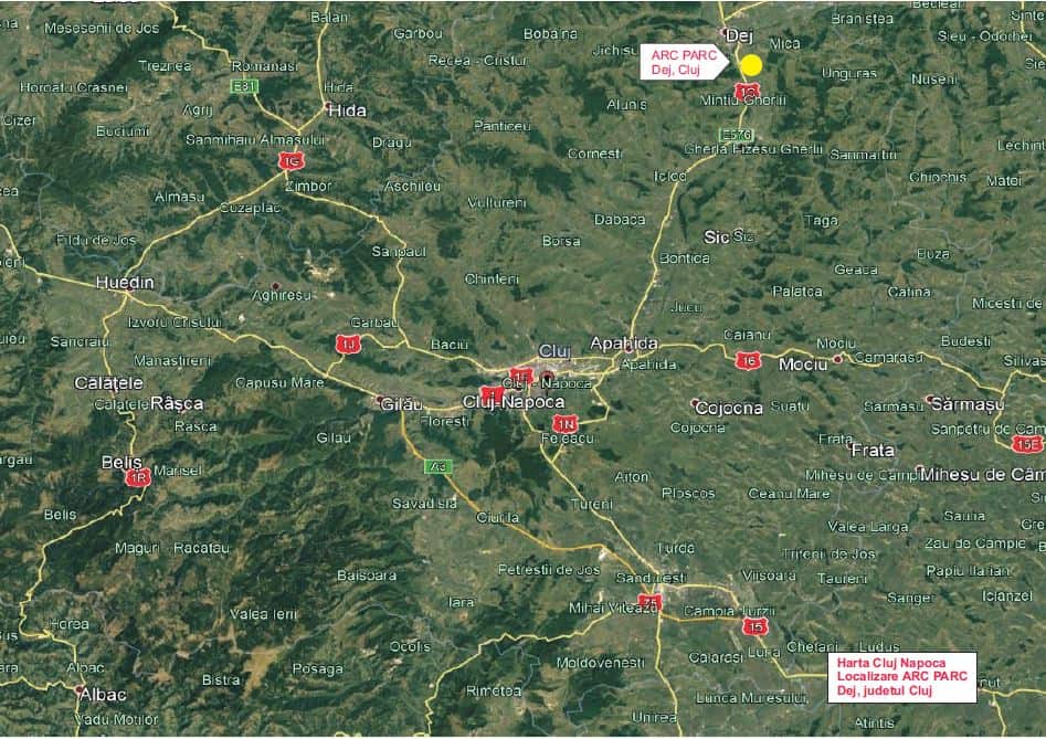 Arc Parc Industrial spatii de depozitare de inchiriat Dej sud localizare harta