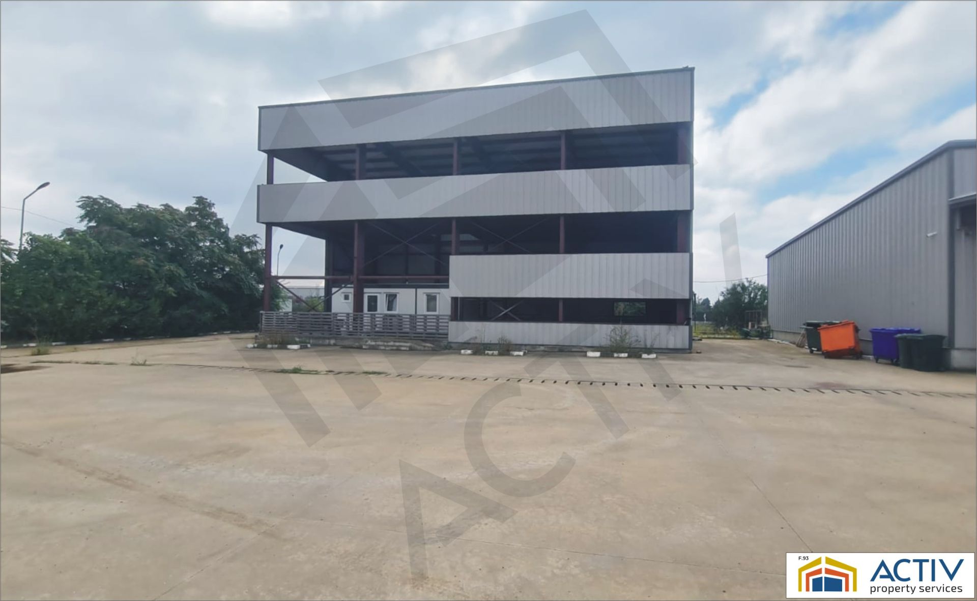 Hala de vanzare, zona Branesti. Imagine fatada si stadiu constructie