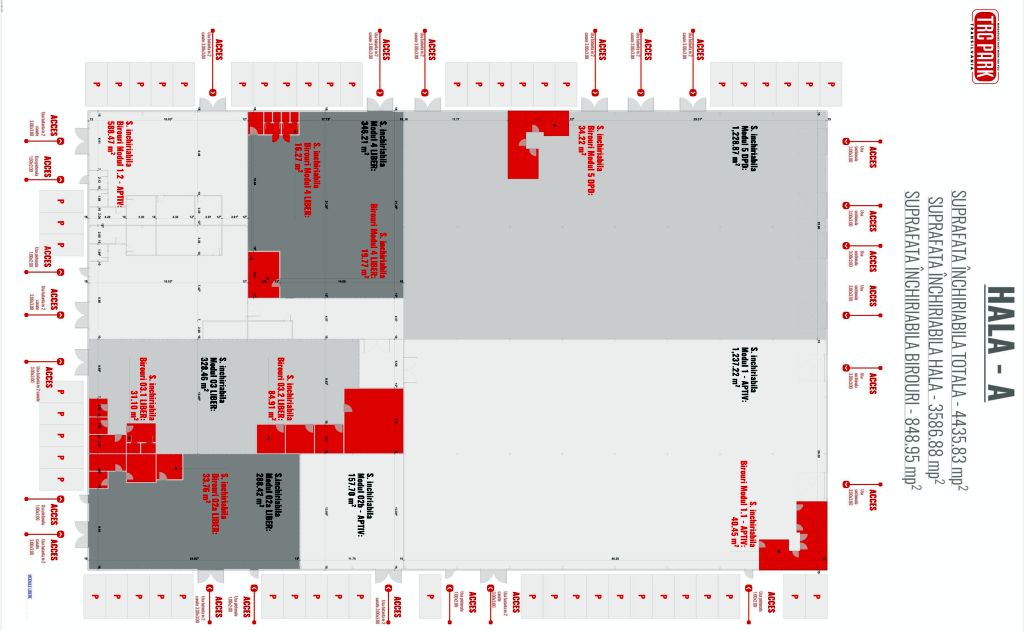 Depozit de inchiriat TRC Park Arad, zona Nord, plan hala A