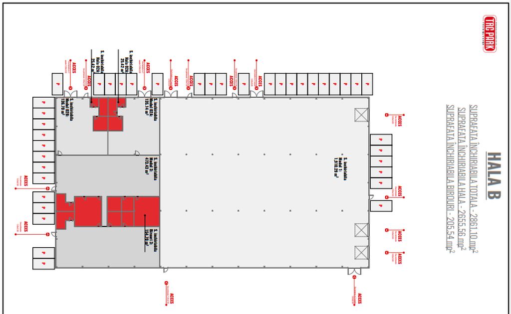 Depozit de inchiriat TRC Park Arad, zona Nord, plan hala B