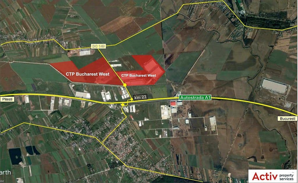 CTPark Bucharest West inchiriere spatiu depozitare Bucuresti vest vedere din satelit amplasare