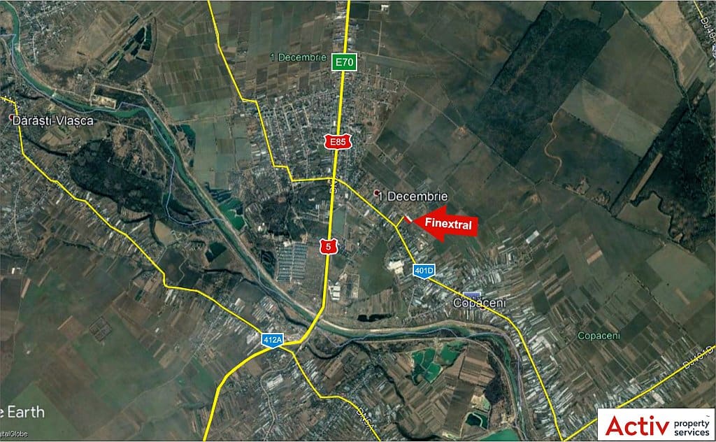 Finextral Copaceni inchirieri patiu depozitare Bucuresti sud vedere din satelit