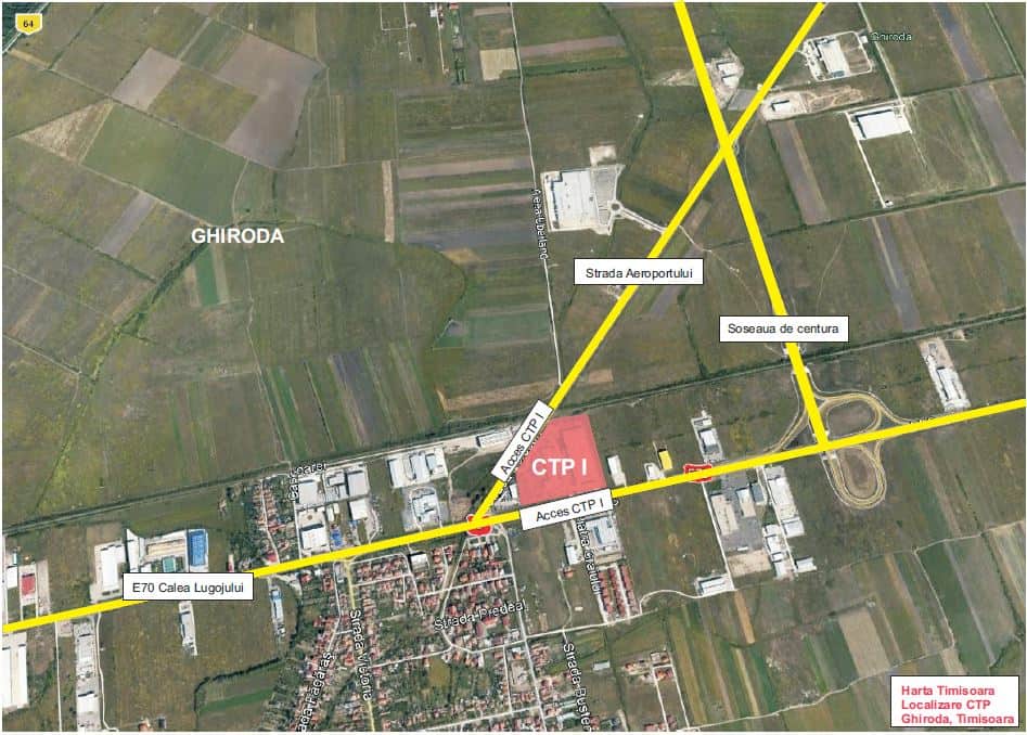 CTP I Timisoara spatiu productie si spatiu depozitare Timisoara est vedere satelit