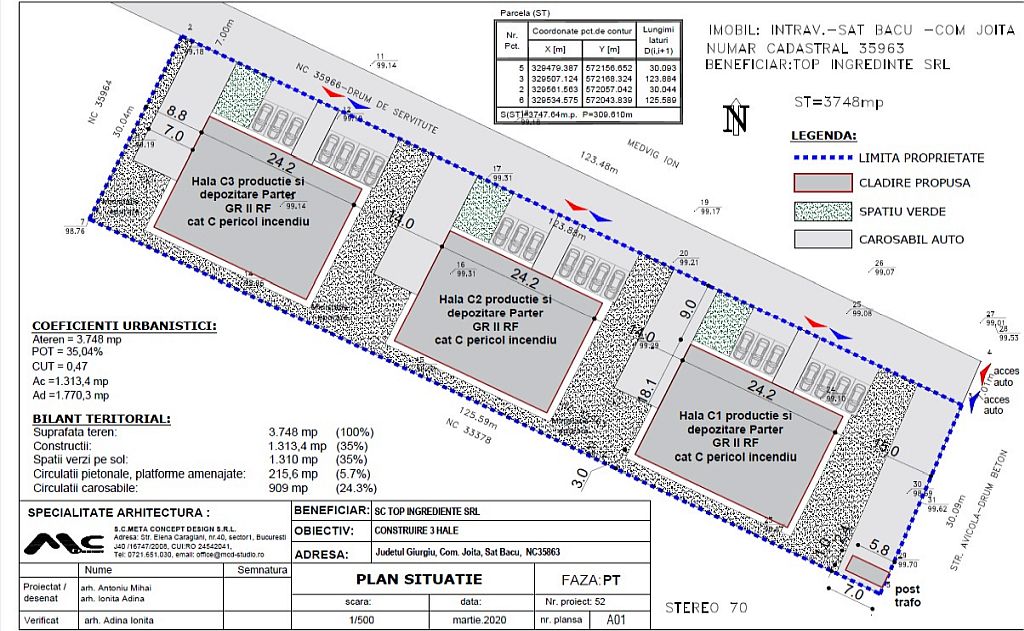 Hala Dragomiresti Deal spatii depozitare si productie Bucuresti vest, plan general proiect