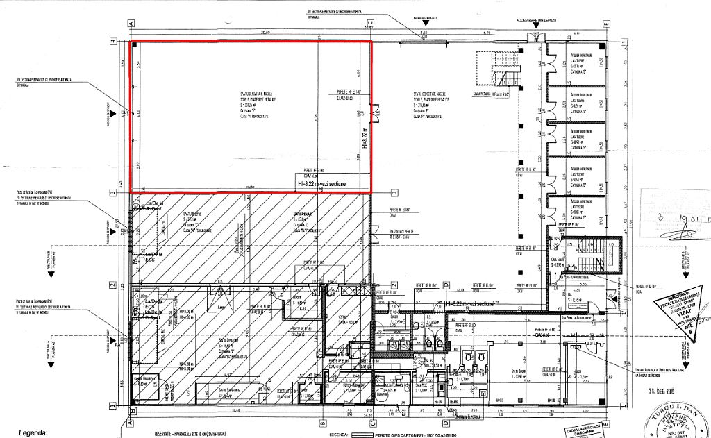 Hala depozitare Bucuresti nord Vest, plan spatiu dispoibil