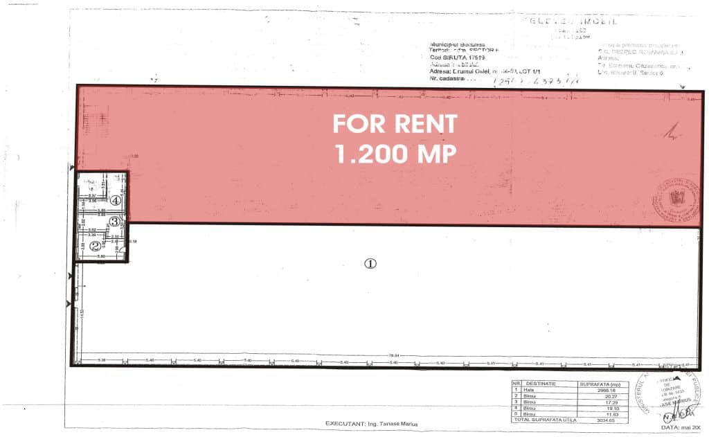 Hala DESPEC – Bucuresti spatii depozitare de inchiriat Bucuresti vest plan cadastral
