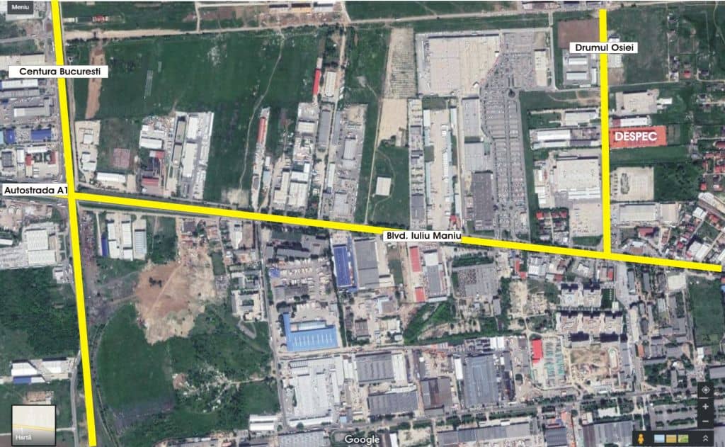 Hala DESPEC – Bucuresti spatii depozitare de inchiriat Bucuresti vest vedere din satelit