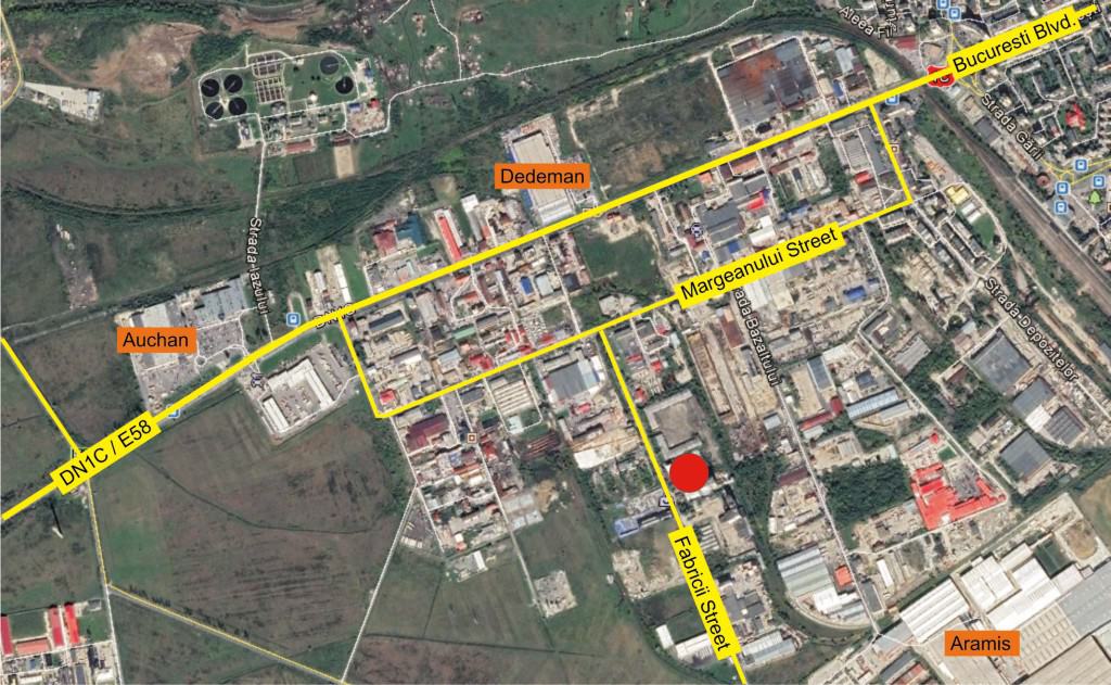 Fabricii 7A hala de inchiriat Baia Mare vest localizare harta