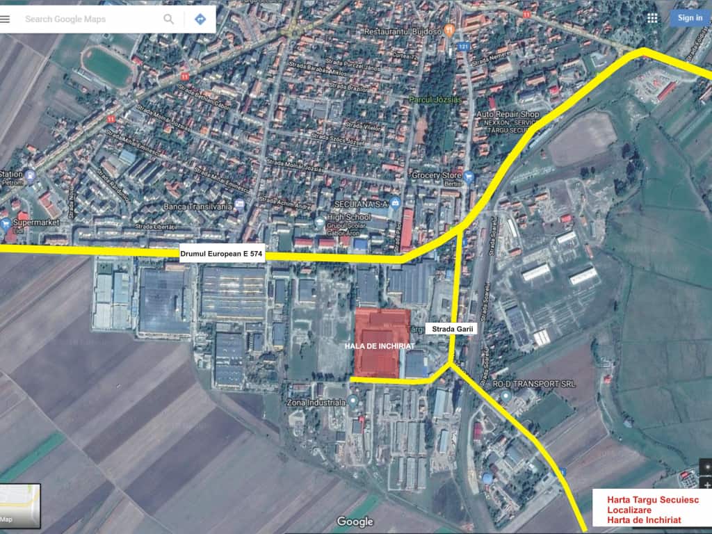 Hala Targu Secuiesc inchiriere spatiu depozitare Targu Secuiesc sud vedere logistica din satelit