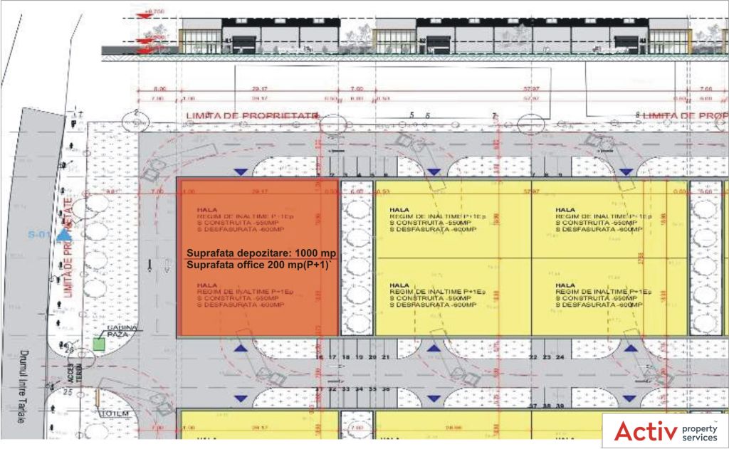 Hale moderne de inchiriat in Astorium Logistic Park, in estul Bucurestiului. Plan spatiu - 600mp