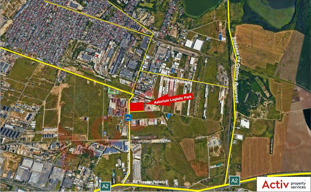Hale moderne de inchiriat in Astorium Logistic Park, in estul Bucurestiului. Localizare pe harta