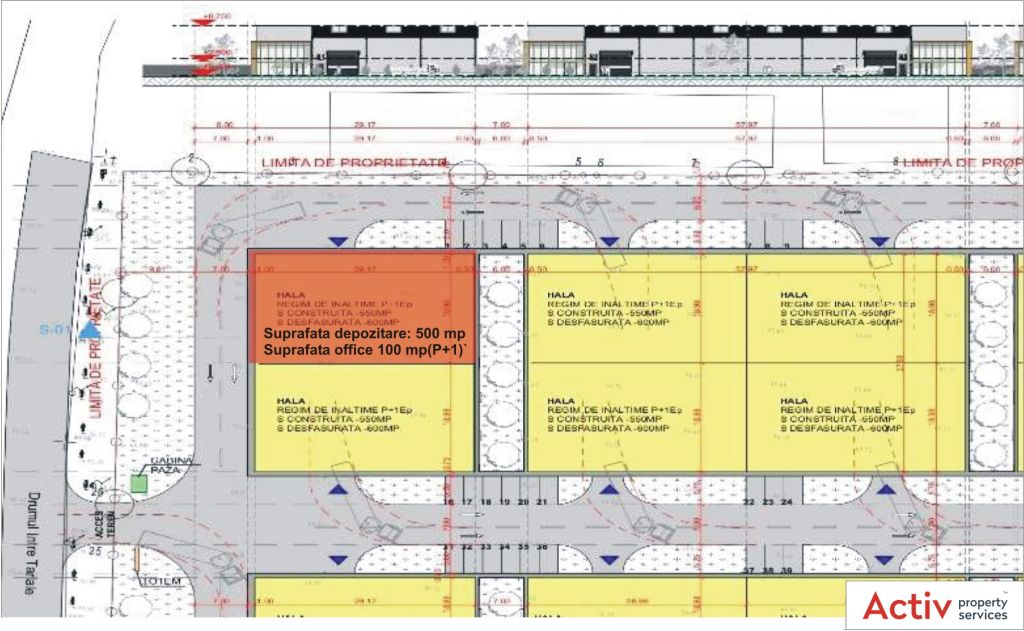 Hale moderne de inchiriat in Astorium Logistic Park, in estul Bucurestiului. Plan spatiu - 600mp