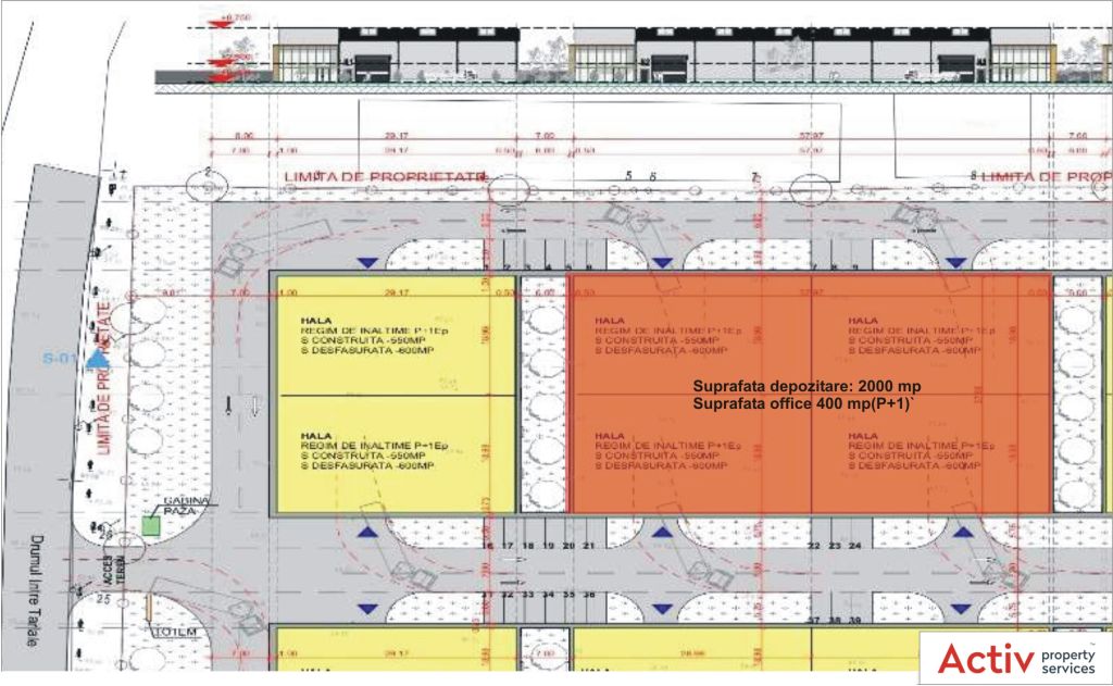 Hale moderne de inchiriat in Astorium Logistic Park, in estul Bucurestiului. Plan spatiu - 2400mp