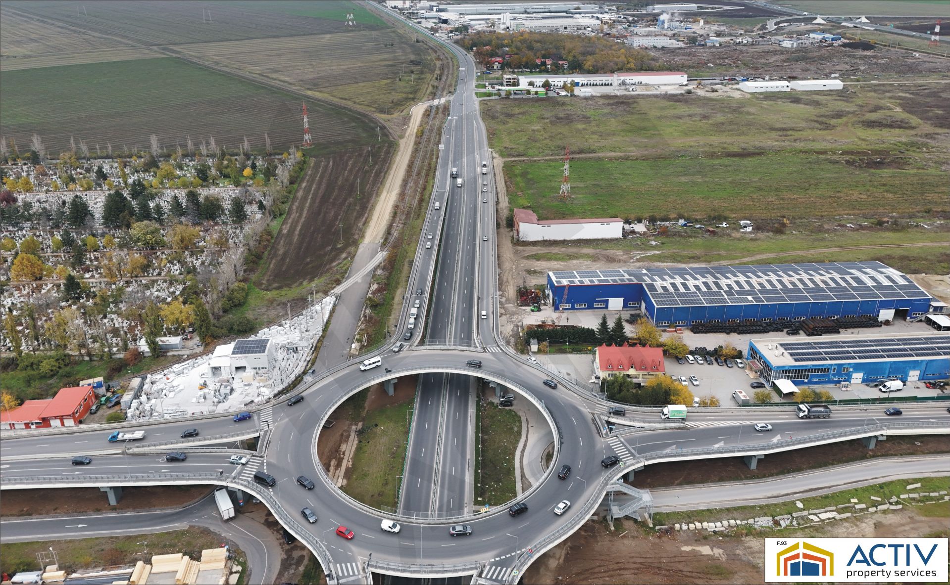 Hala productie Berceni cu pod rulant vedere giratoriu.JPG