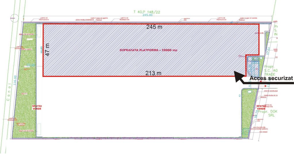 Platforma betonata de inchiriat Bucuresti nord plan amplasament