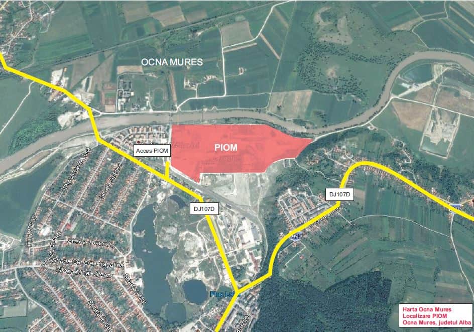 Ocna Mures Industrial Park inchirierie spatiu depozitare si spatiu productie Ocna Mures nord-est vedere satelit