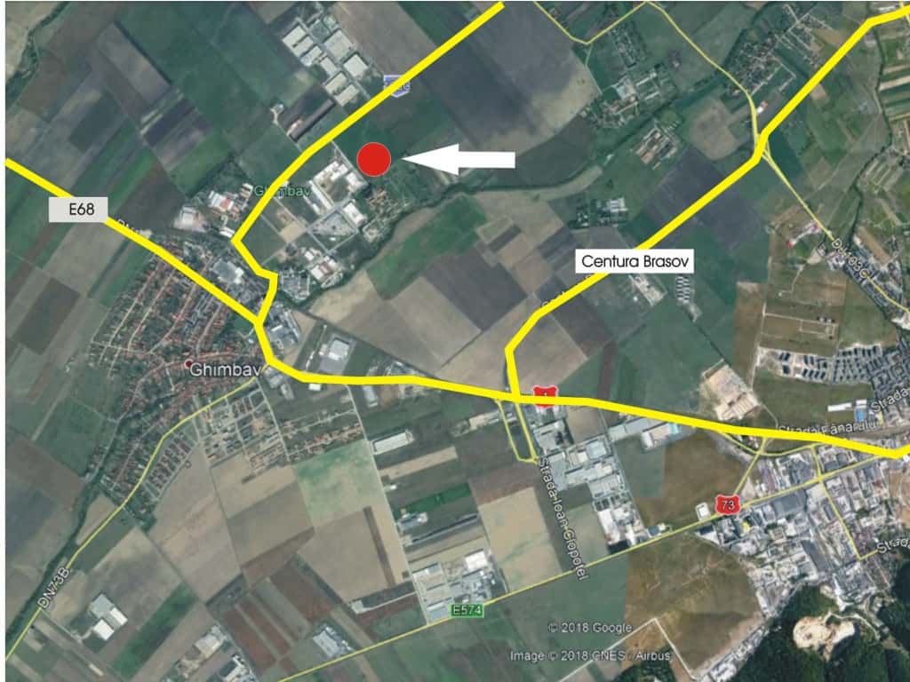 Rap Invest Industrial Park hale de inchiriat in Ghimbav, zona de vest Brasov, la 1.5 km de DN1, vedere de ansamblu din satelit