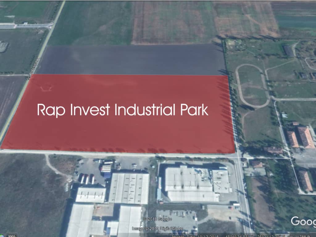 Rap Invest Industrial Park hale de inchiriat in Ghimbav, zona de vest Brasov, la 1.5 km de DN1, vedere proprietate din satelit