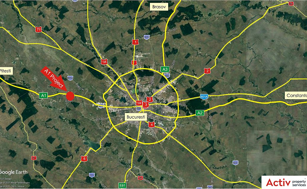 Spatii industriale de inchiriat Bucuresti vest, Autostrada A1, localizare harta