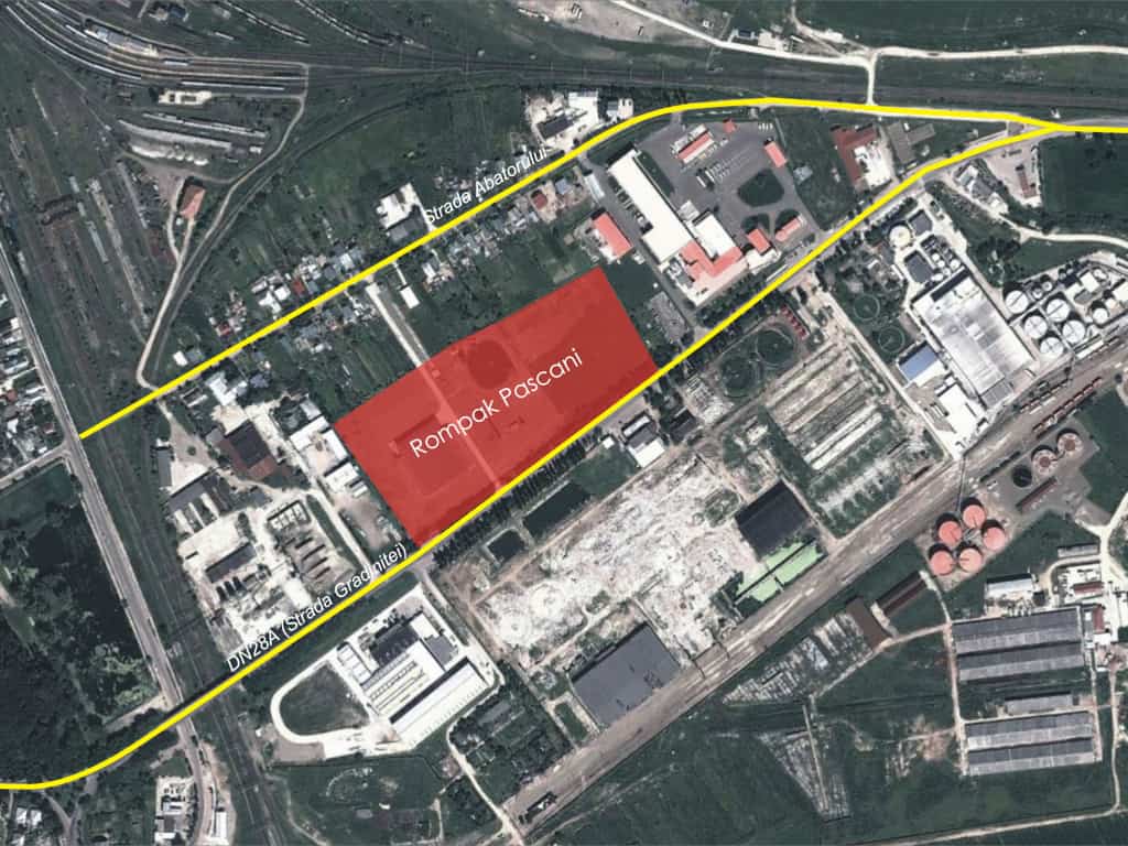 Rompak Pascani inchiriere spatiu depozitare Pascani nord vedere satelit