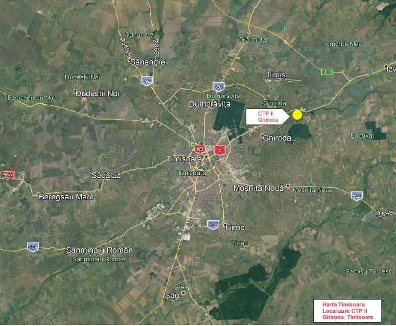 CTPark II Timisoara inchiriere spatiu de depozitare Timisoara  nord-est localizare harta