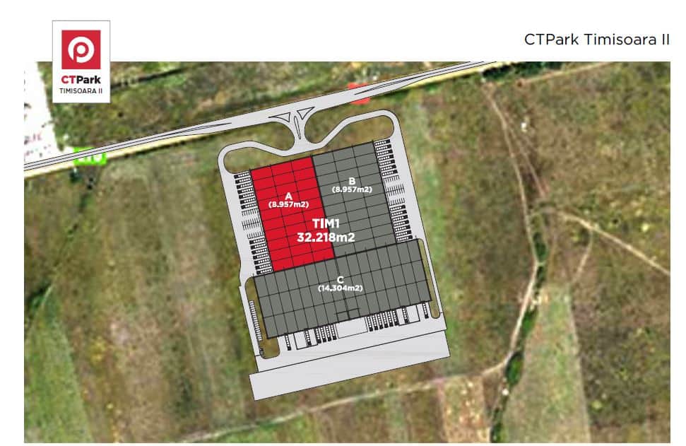 CTPark II Timisoara inchiriere spatiu de depozitare Timisoara  nord-est plan cadastral cladire