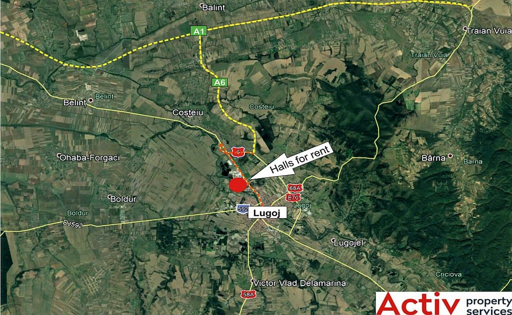 Inchiriere spatii productie si spatii depozitare Lugoj est harta amplasament