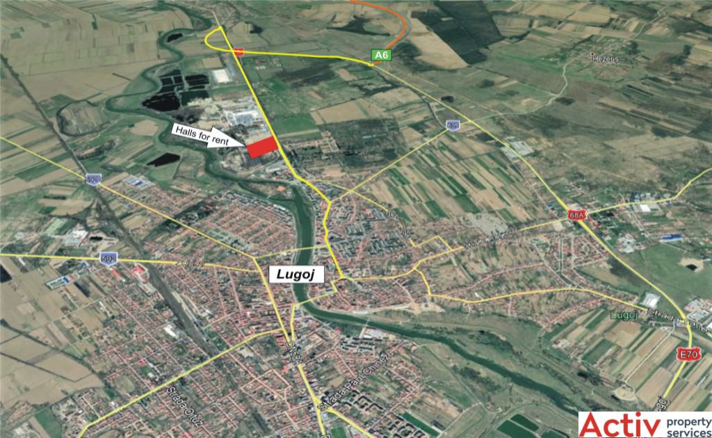 Inchiriere spatii productie si spatii depozitare Lugoj est localizare harta