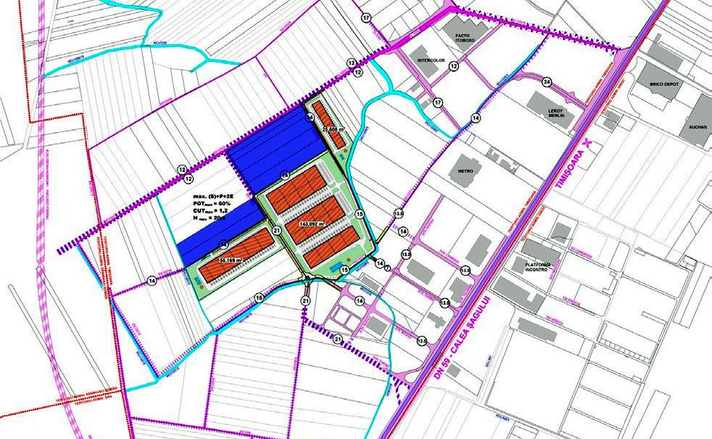 Spatii industriale de inchiriat in Centru Logistic Sagului- Timisoara sud. Plan amplasament 