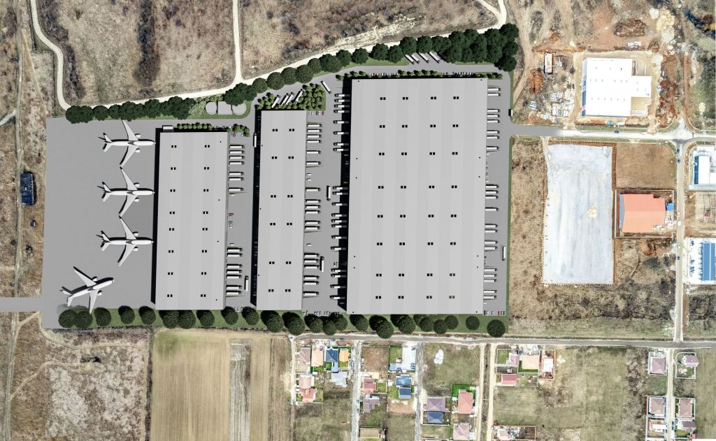 Spatii industriale de inchiriat in CTPark Oradea Cargo Terminal, zona sud. Randare parc logistic