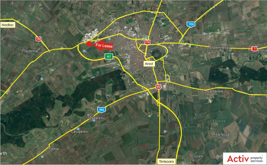 Spatii industriale de inchiriat in Industra Park Arad. localizare pe harta si drumuri acces