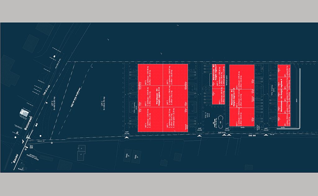 TRC Park Bacau inchiriere spatii depozitare Bacau sud plan cadastral cladire