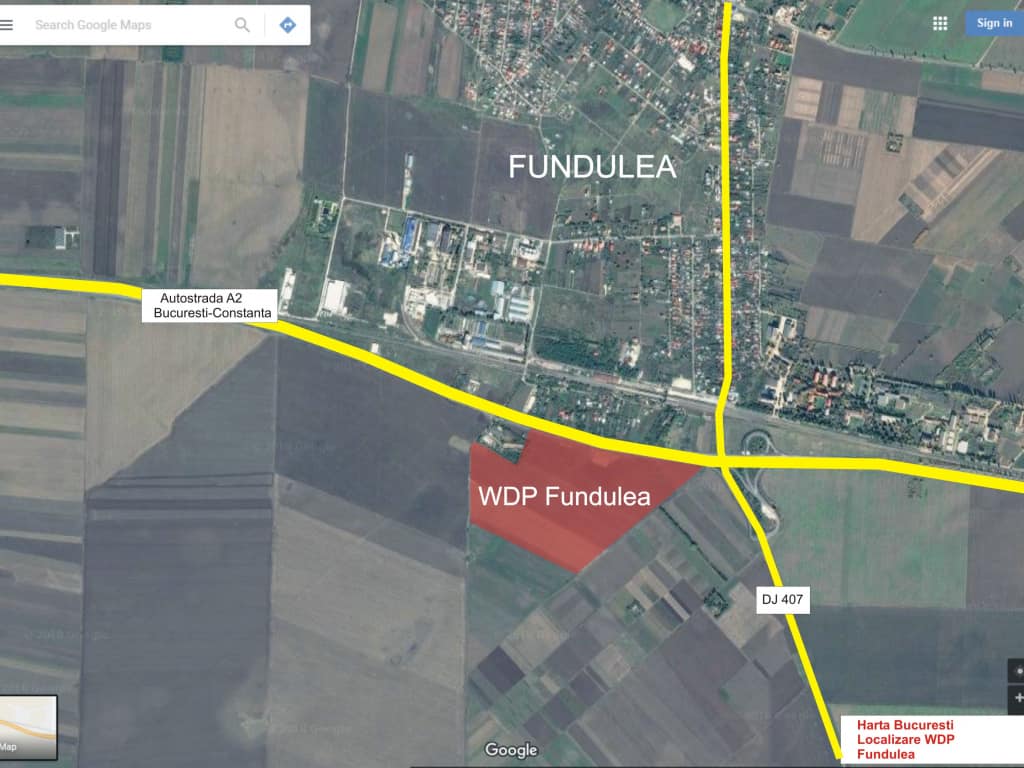 WDP Fundulea - proiect in dezvoltare inchiriere spatiu depozitare Bucuresti est localizare WDR harta Bucuresti