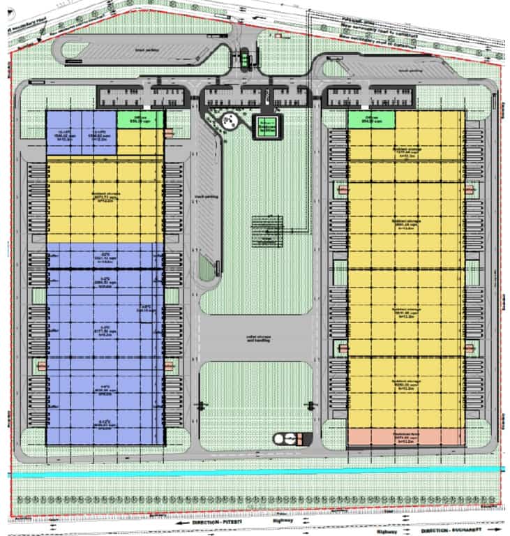 WDP Industrial Park Corbii Mari - proiect in dezvoltare Bucuresti autostrada A1 schita proprietate