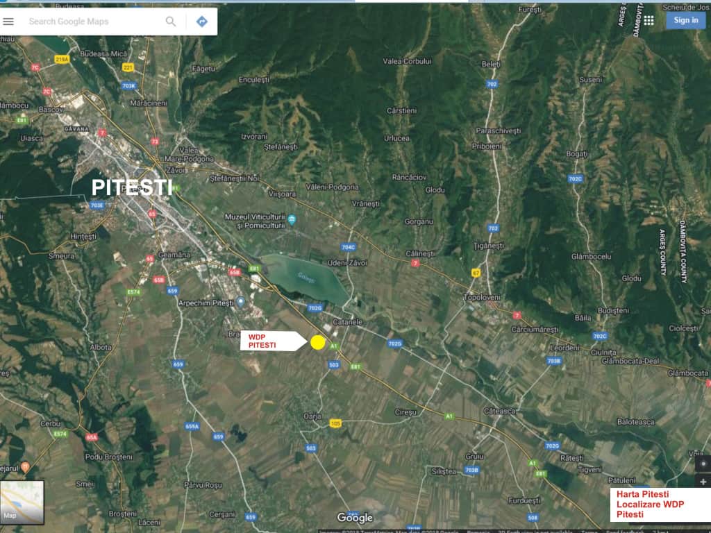 WDP Pitesti -spatii de depozitare de inchiriat Pietesti sud localizare harta